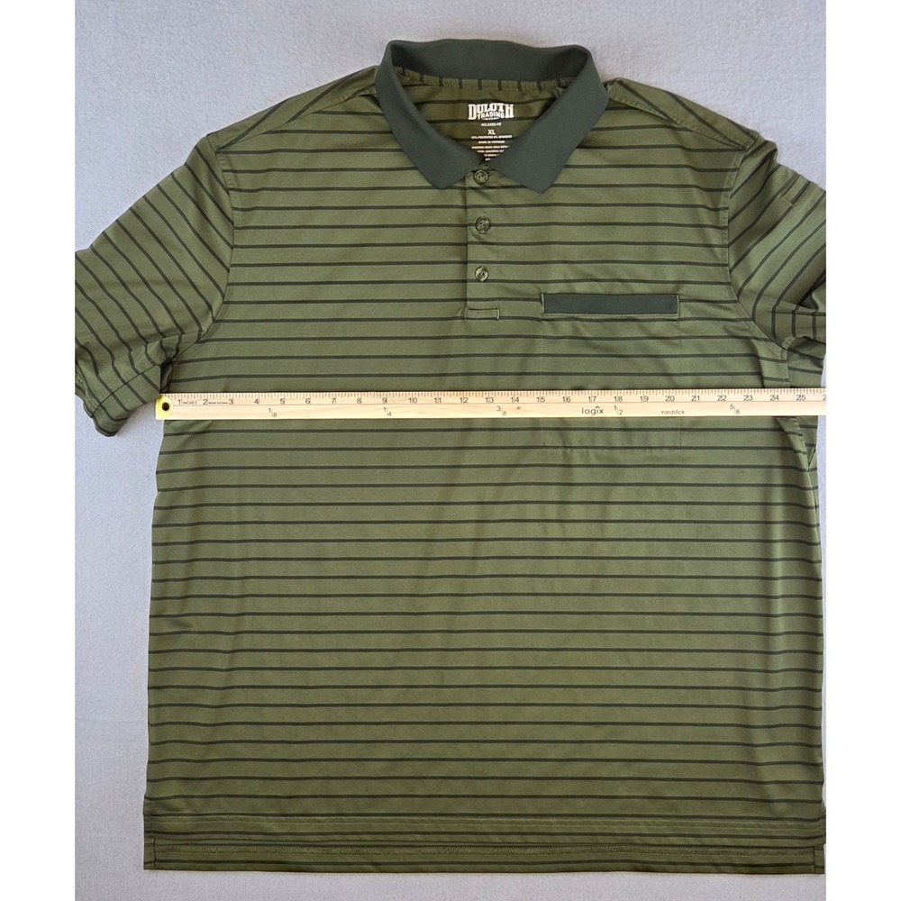 Duluth Trading Co Mens XL Relaxed Fit Striped Polo Shirt Green Workwear‎ Outdoor - Picture 4 of 10